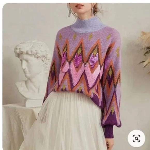 Bob Mackie Vintage Wearable Art Sequined Cut Out Sweater XL - Picture 14 of 15